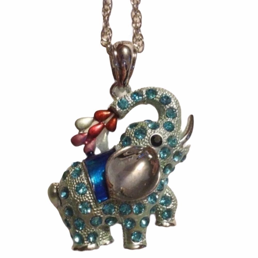 (S2) Blue Elephant Necklace